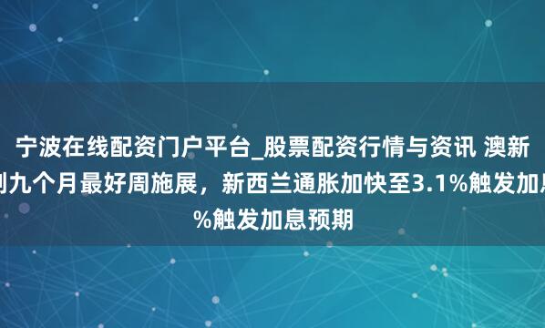 宁波在线配资门户平台_股票配资行情与资讯 澳新货币创九个月最好周施展，新西兰通胀加快至3.1%触发加息预期