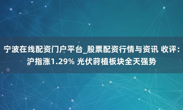 宁波在线配资门户平台_股票配资行情与资讯 收评：沪指涨1.29% 光伏莳植板块全天强势