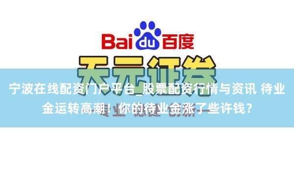 宁波在线配资门户平台_股票配资行情与资讯 待业金运转高潮！你的待业金涨了些许钱？