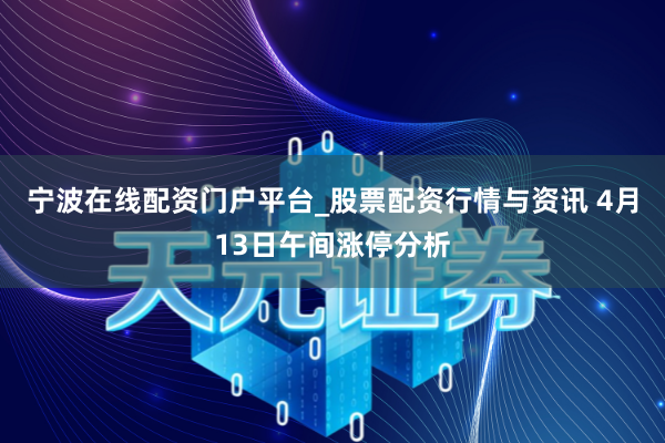 宁波在线配资门户平台_股票配资行情与资讯 4月13日午间涨停分析
